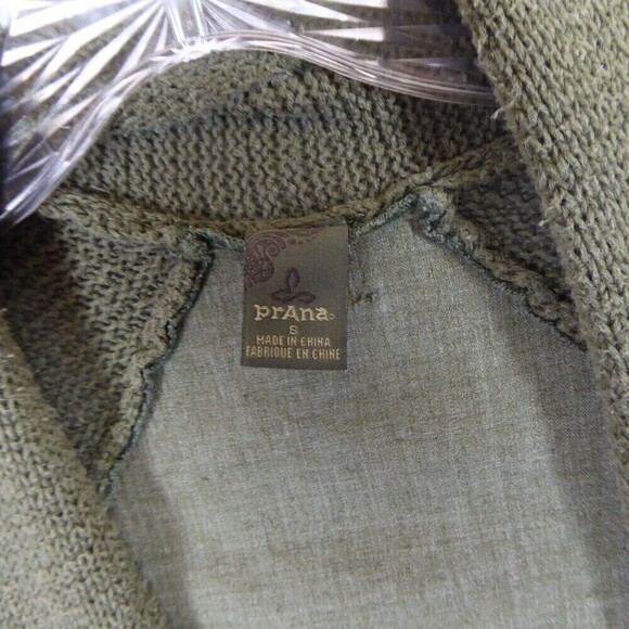 PRANA Cardigan Women's Small Olive Green Breathe Open Front Open Knit Outdoor - Picture 6 of 11